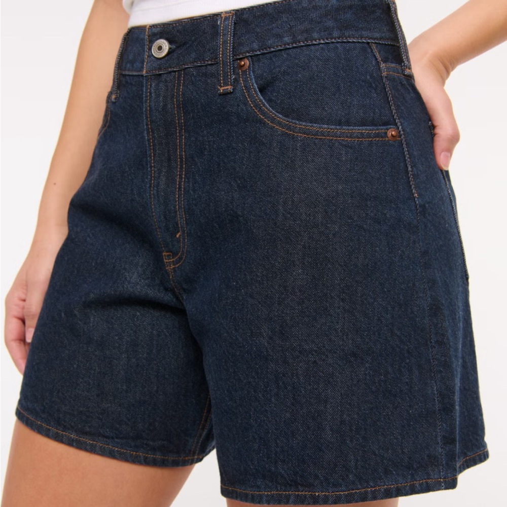 Abercrombie & Fitch Curve Love High Rise Loose Jean Short Rinse Size 24